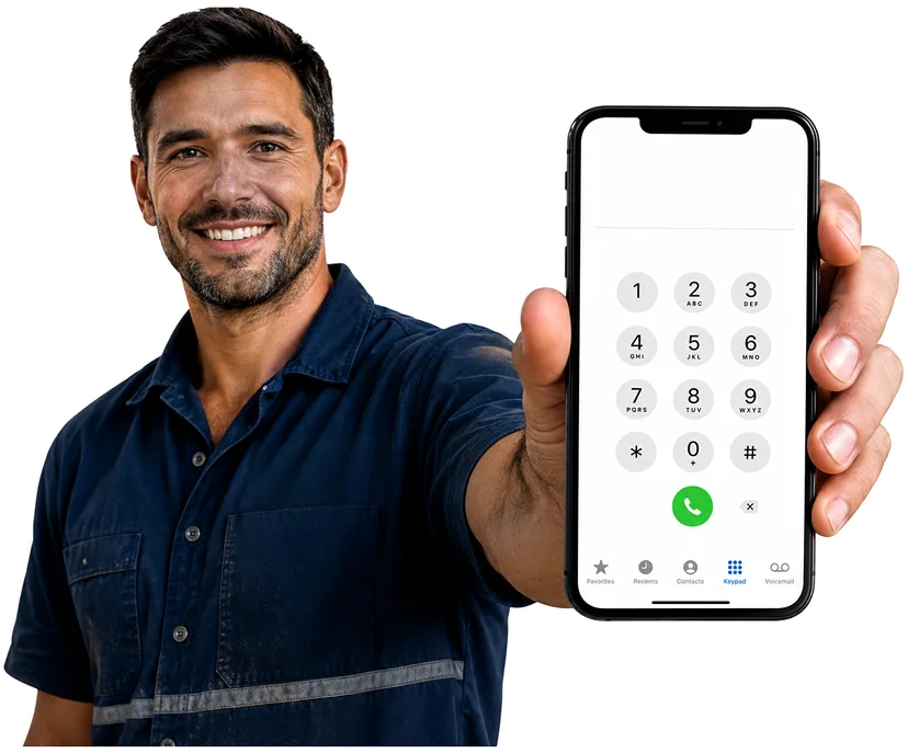 Our plumber taking a booking call for Abbotsford